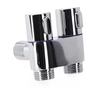 Lawnoval Válvula de ángulo de control doble de aleación G1/2 pulgadas con dos salidas y mango de metal para lavadora, inodoro, lavabo de baño, fregadero de cocina, calentador de agua o uso en jardín