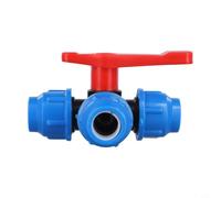 Lawnoval Válvula de bola de tubo de PE Conector de control de agua de tres vías, no requiere soldadura, sistema de instalación rápida, 20-50 mm, negro y azul (20 mm)