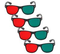 Lawnrden 4 gafas 3D, marco negro, rojo, verde, gafas de visualización 3D para anaglifo dimensional, TV, película, DVD, juego y de entrenamiento de ambliopía