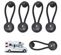 Lawnrden 5Pcs Tent Pole Shock Cord Clip with Knobs, Reliable Bungee Shock Cord, Pull Tie Down Tarp Canvas Knobs for Marine Boat Truck Car RV Covers Camping Accessories
