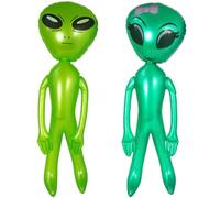 Lawnrden Alien Inflable 2pcs 49.2 Pulgadas Giant PVC Cute Girl & Boy Blow Up Alien para la Fiesta de cumpleaños Favores Decoraciones de Halloween |.Decoración