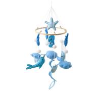 Lawnrden Baby Crib Mobile, Ocean Theme Nursery Mobiles with Soft Plush Sea Creatures, Calming Visual Toy for Infant Crib, Blue and White Mobile for Cribs