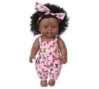 Lawnrden Black Baby Doll, 12 Inch Posable Realistic Baby Doll, Newborn Girl with Wearable Clothes for Kids Birthday