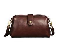 Lawnrden Bolso de médico de cuero, bolso de doctor de café vintage de PU con hebilla y correa ajustable, retro cruzado/de hombro para mujer