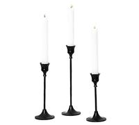 Lawnrden Candelabros, candelabros, Juego de 3, candelabro cónico de Metal Elegante Vintage, Decorativo para Bodas, Fiestas de inauguración de la casa, Negro