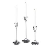 Lawnrden Candelabros, candelabros, Juego de 3, candelabro cónico de Metal Elegante Vintage, Decorativo para Bodas, Fiestas de inauguración de la casa, Color Plateado