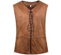 Lawnrden Chaleco Renacentista Hombre|Chaleco Medieval Marrón Oscuro Retro Vikingo Renacimiento Hombres Gótico Steampunk Pirata Disfraz para Halloween Cosplay, M