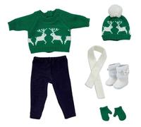 Lawnrden Christmas 18 Inch Doll Clothes and Accessories Includes Sweaters Trousers Hats Gloves Shoes and Scarfs for 18 Inch Doll Girls Outfit for Girl Xmas Green Sweaters