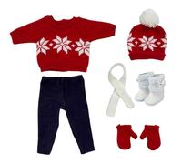 Lawnrden Christmas 18 Inch Doll Clothes and Accessories Includes Sweaters Trousers Hats Gloves Shoes and Scarfs for 18 Inch Doll Girls Outfit for Girl Xmas Red Sweaters