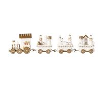 Lawnrden Christmas Train, Wooden Mini Christmas Tree Train Decor Set White Snowman Toy Carriages for Party, Fireplace, Window Show, Decor