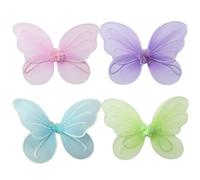 Lawnrden Disfraz de ala, ala de Mariposa para niñas, 4 Piezas, 4 Colores, 18 x 14, Disfraz Plegable, Lindos Disfraces de Hadas Decorativos para Cosplay, Escenario, Fiesta, Halloween