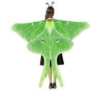 Lawnrden Disfraz de la Polilla, Disfraz de Mariposa para Adultos de Gasa de Halloween, Moth Cape Shawl con Diadema para la Fiesta de Halloween, 70.9x57.1in |