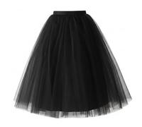 Lawnrden Falda de Tul para Mujer, Falda de Enagua hinchada de 5, de Tul con Cintura elástica para Mujer, Vestido de Noche de Baile de graduación, 25, 6 Pulgadas, Negro