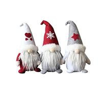 Lawnrden Figuras de gnomos de Navidad, gnomos de Navidad, muñeca sin Rostro de Felpa con Sombrero, Figuras de Enanos, Adornos de Mesa de, 3 Piezas