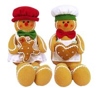 Lawnrden Gingerbread Man Plush 2Pcs Stuffed Cute Christmas Gingerbread Pillow with Long Leg & Chef Cap for Holiday Christmas