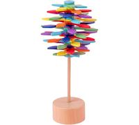 Lawnrden Juguetes sensoriales de Madera, Juguete Giratorio Fidget, Coloridos Juguetes de Madera con Base para aliviar el estrés y la ansiedad, Juguete Educativo de descompresión para niños y Adultos