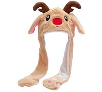 Lawnrden Mudicheado sombrero de oído esponjoso sombrero navideño lindo dibujos animados de invierno festivo y festivo con orejas móviles regalos de Navidad para niños, adultos, renos |.Decoración