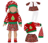 Lawnrden Ropa de muñeca de 18 Pulgadas de 18 Pulgadas Ropa de muñeca de Invierno de Navidad con Falda de Sombrero de suéter de Vestido para muñecas de | Accesorios de Juegos