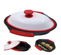 Lawnrden Sartén para parrilla de microondas, cocina de tocino para microondas con tapa, máquina para hacer queso a la parrilla y crujiente, apta para lavavajillas para una fácil limpieza Sartén para