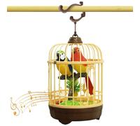 Lawnrden Talking Bird, Sound & Motion-Activated & Realistic Bird Sounds Device in Cage, 3 Chassis Replacements & Battery-Operated Talking Parrot with Moving Beak for Room, Desk