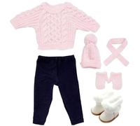 Lawnrden Traje de muñeca, Ropa de muñeca de 18 Pulgadas, Linda Ropa Americana, Trajes de Punto, Incluye suéteres, Pantalones, Sombreros, Guantes, Zapatos, Bufandas para el Invierno