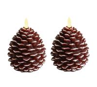 Lawnrden Velas de piña sin fines de luz 2 PCS Led LED para realistas Velores navideñas de Navidad 4.7in Decoración navideña para vacaciones en interiores | Iluminación novedosa