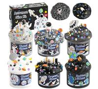 LAWOHO Paquete de 6 slime de galaxia para niños: limos de nube, mantequilla y transparentes con complementos espaciales, 360 ml de slime negro para niños y niñas, kits de slime para Pascua, Navidad