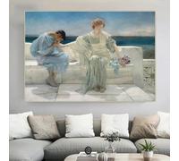 Lawrence Alma-Tadema «No me preguntes más» - Lienzo impreso, pintura al óleo, póster, imagen para pared, decoración del hogar, sala de estar, 80 x 120 cm (31,4 x 47,24 pulgadas), sin marco
