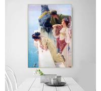 Lawrence Alma-Tadema "Un Coign of Vantage" - Impresiones en lienzo, pintura al óleo, obra de arte, imagen moderna para pared, decoración del hogar y la sala de estar (60 x 70 cm)