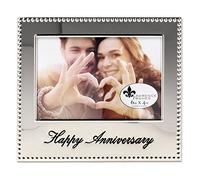 Lawrence Frames 4x6 Happy Anniversary Picture Frame Marco de Fotos de Feliz Aniversario de 4 x 6 Pulgadas, Plateado