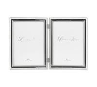 Lawrence Frames Marco de fotos de metal doble con bisagras (vertical), placa plateada con cuentas delicadas, 5 x 7 pulgadas