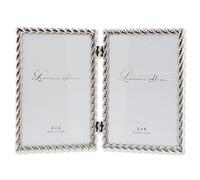 Lawrence Frames - Marco doble articulado de metal fundido, 10,2 x 15,2 cm, diseño de cuerda plateada