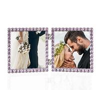 Lawrence Frames Marco doble de metal plateado brillante de 4 x 4, lila brillante