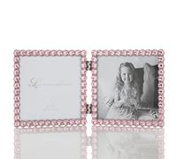 Lawrence Frames Marco doble de metal plateado brillante de 4 x 4 - rosa suave