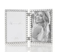 Lawrence Frames Marco doble de metal plateado brillante de 4 x 6, brillo transparente