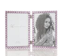 Lawrence Frames Marco doble de metal plateado brillante de 4 x 6 - lila brillante