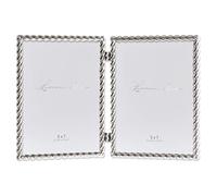 Lawrence Marcos de fotos de metal fundido doble con bisagras de 5 x 7 pulgadas, diseño de cuerda plateada