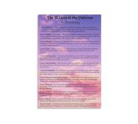 Laws Canvas Print 12 Laws of The Universe Wall-Art Inspirational Quote for Bedroom Study Room Zen Den Decor(Framed,16x24inch(40x60cm))