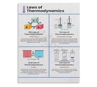 Laws of Thermodynamics Educational Poster Physics Concepts Canvas Wall Art for Home and Classroom(Framed,12x18inch(30x45cm))