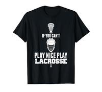LAX Game Can't Play Nice Play Lacrosse Apparel Goat Lacrosse Camiseta gráfica económica, Hombre, Negro, S
