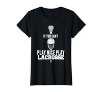 LAX Game Can't Play Nice Play Lacrosse Apparel Goat Lacrosse Camiseta gráfica económica, Mujer, Negro, XS
