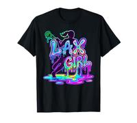 LAX Girl Vibrant Dripping Silhouette Athlete Teen Women Camiseta