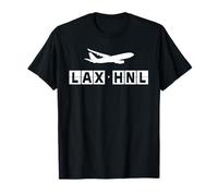 LAX HNL Códigos de Aeropuerto Ruta de Vuelo Los Ángeles Hawaii Viajes Camiseta