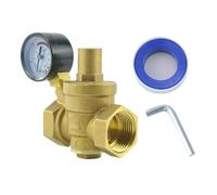 LAXALO Válvula reductora y mantenedora de presión de agua de latón DN15 DN20 DN25, válvula de alivio ajustable con manómetro, 1 unidad(3/4inch)