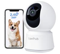 LAXIHUB 2K/3MP Camara Vigilancia WiFi Interior, 2.4GHz Camaras Vigilancia Domicilio WiFi, PTZ 355° Cámara para Perros y Mascotas en Casa con Voz, Visión Nocturna, Audio Bidireccional, con Alexa & App