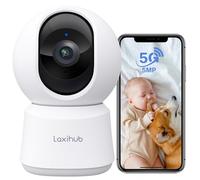 LAXIHUB 5MP Cámara Vigilancia WiFi Interior, 2,4/5GHz Cámara Vigilancia Domicilio WiFi, Cámara para Perros PTZ 355°, Audio Bidireccional, IP Cámara para Mascotas Compatible con Alexa