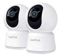 LAXIHUB Cámara Vigilancia WiFi Interior 3MP, Cámara Inteligente en Casa para Mascotas, PTZ 355° Camara para Perros con Aplicación, Audio Bidireccional Compatible con Alexa (2PC)