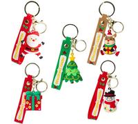 LAXISCREED Set de 5 Llaveros de Navidad 3D - Papá Noel, Muñeco de Nieve, Árbol, Reno & Regalo - Accesorios Festivos, Adornos Navideños & Detalles para Calcetín