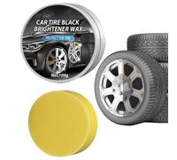 laxreheye Abrillantador de neumáticos de coche, 100 g, protector negro de larga duración con esponja, limpiador de neumáticos, para coches, camiones, SUV, mantenimiento detallado, taller y garaje