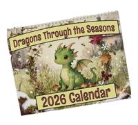 laxreheye Calendario de Pared del Dragón 2026 | Planificador De Pared Con Tema De Dragón,Camisetas de Manga Corta con Cuello para la Mujer Tops Básicos para las Vacaciones | para Planificación y